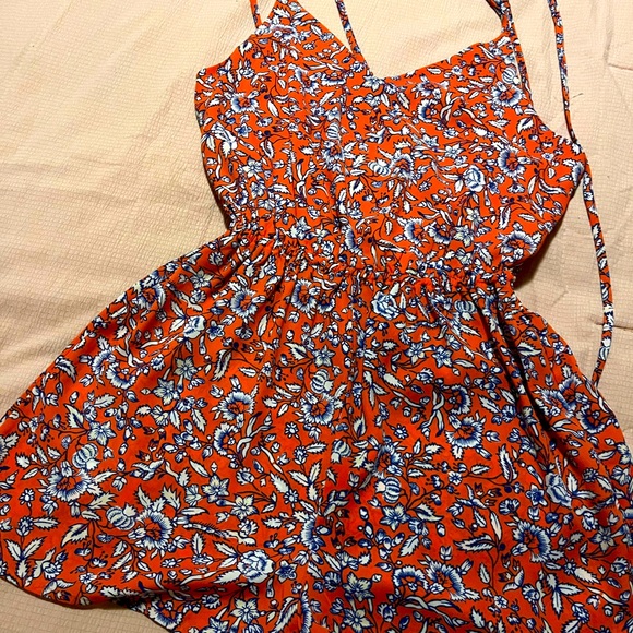AQUA Orange & Blue Foral Romper - Picture 5 of 5